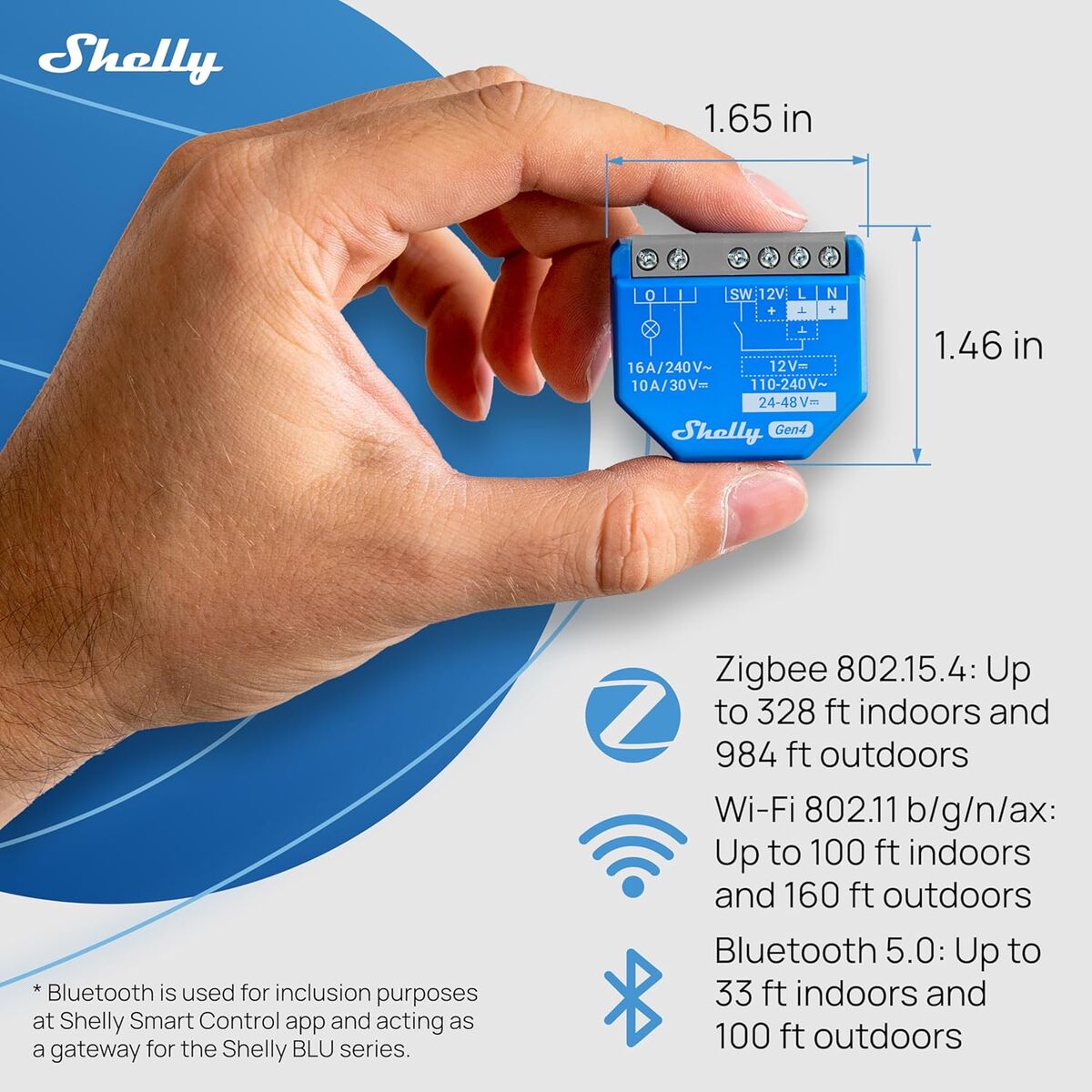 Έξυπνο Βύσμα Shelly S4SW-001X16EU Bluetooth Wi-Fi Bluetooth 5.0 240 V