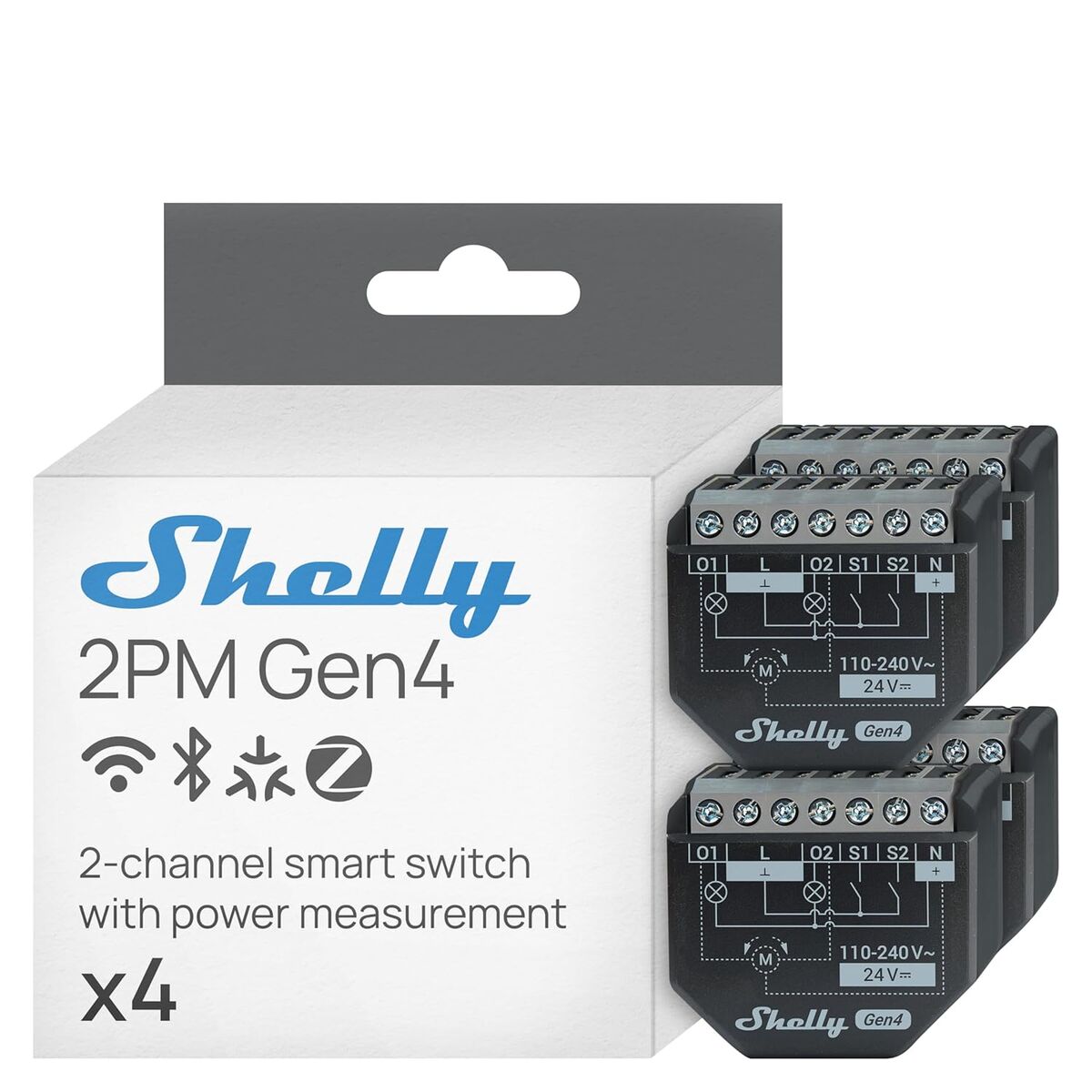 Έξυπνο Βύσμα Shelly SHELLY 2PM GEN4 X4 Wi-Fi 230 V 10 A (4 Μονάδες)