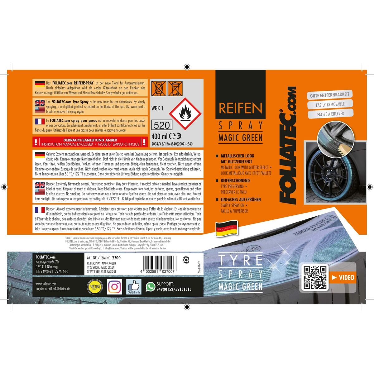 Σπρέι βαφής Foliatec Πράσινο Τροχούς 400 ml