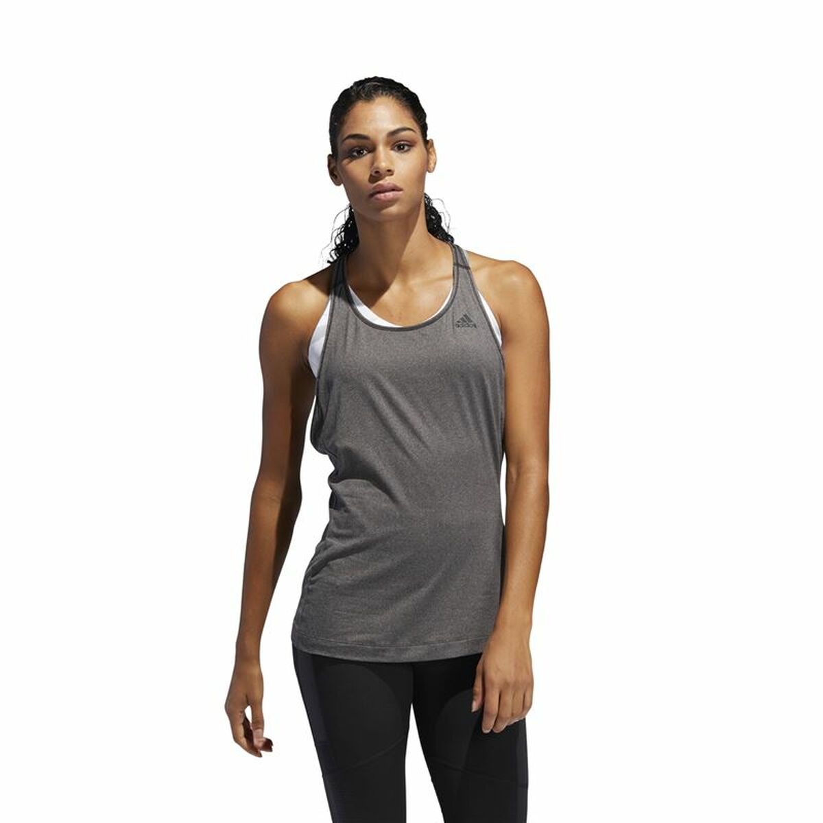 Αμάνικο Γυναικείο Μπλουζάκι Adidas 3 Stripes Tank Σκούρο γκρίζο