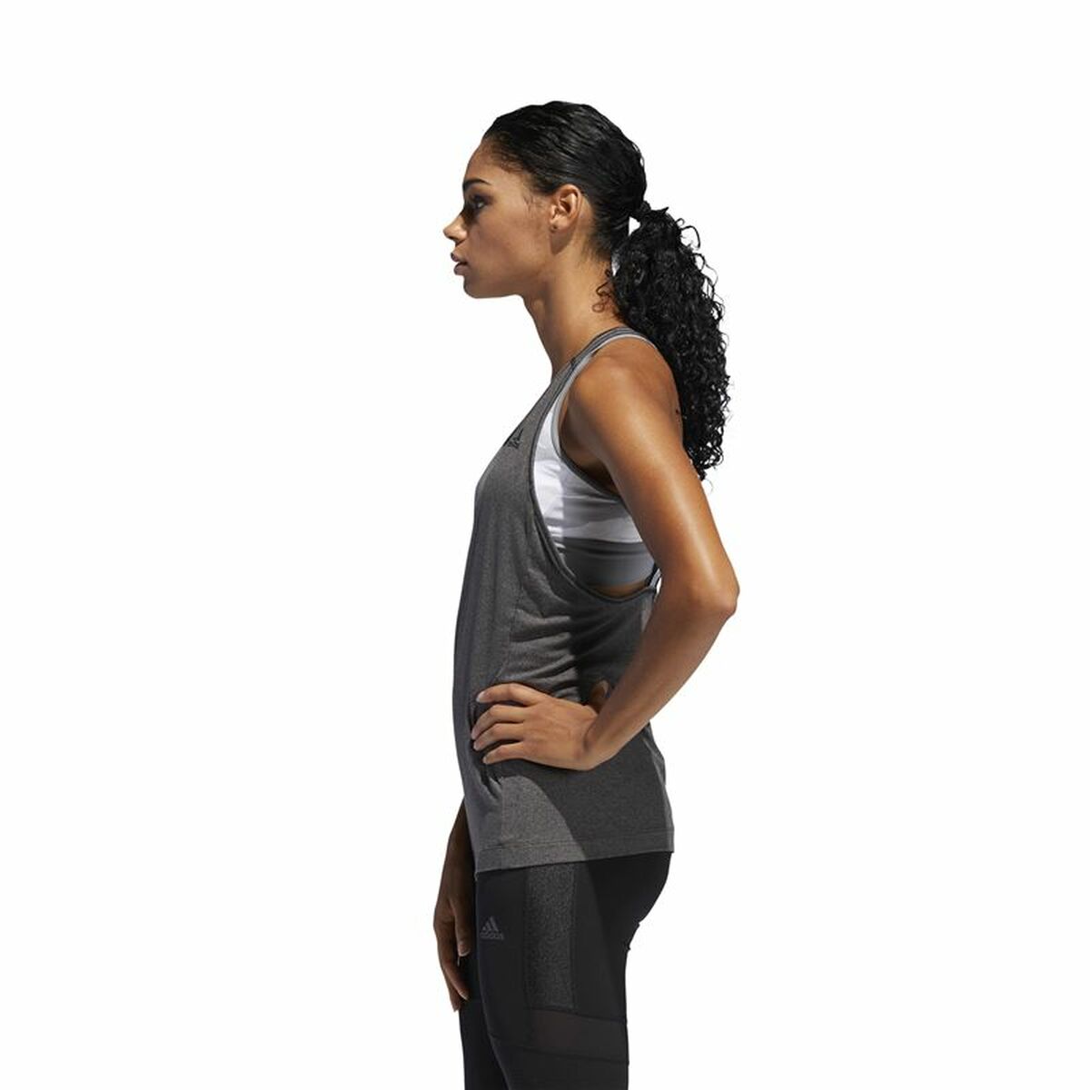 Αμάνικο Γυναικείο Μπλουζάκι Adidas 3 Stripes Tank Σκούρο γκρίζο