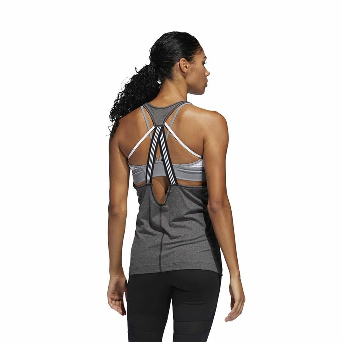 Αμάνικο Γυναικείο Μπλουζάκι Adidas 3 Stripes Tank Σκούρο γκρίζο