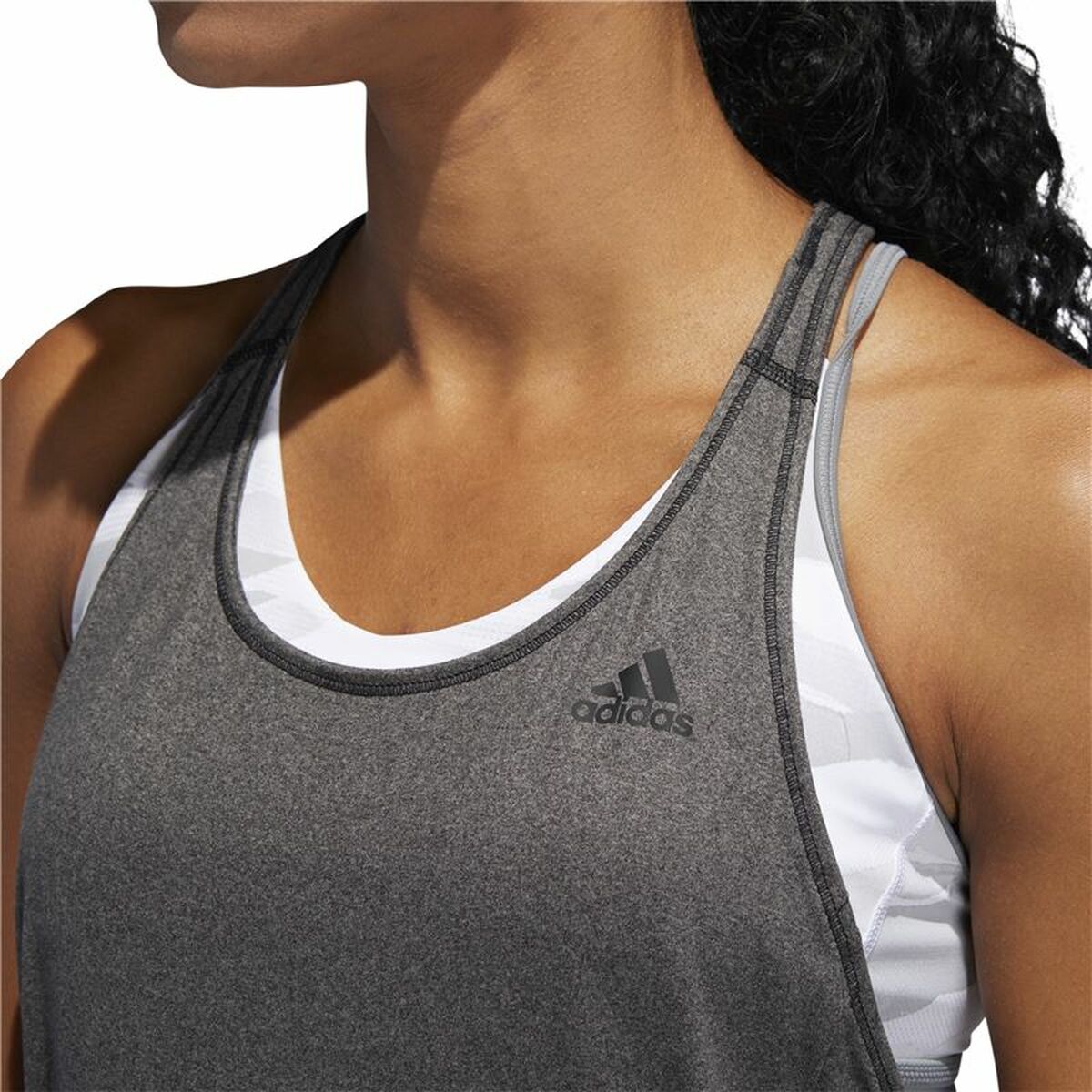 Αμάνικο Γυναικείο Μπλουζάκι Adidas 3 Stripes Tank Σκούρο γκρίζο
