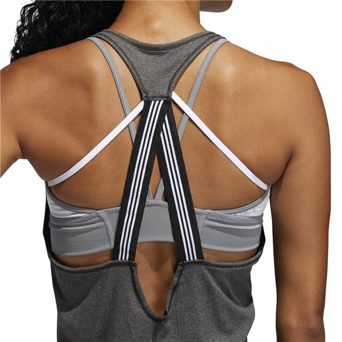 Αμάνικο Γυναικείο Μπλουζάκι Adidas 3 Stripes Tank Σκούρο γκρίζο