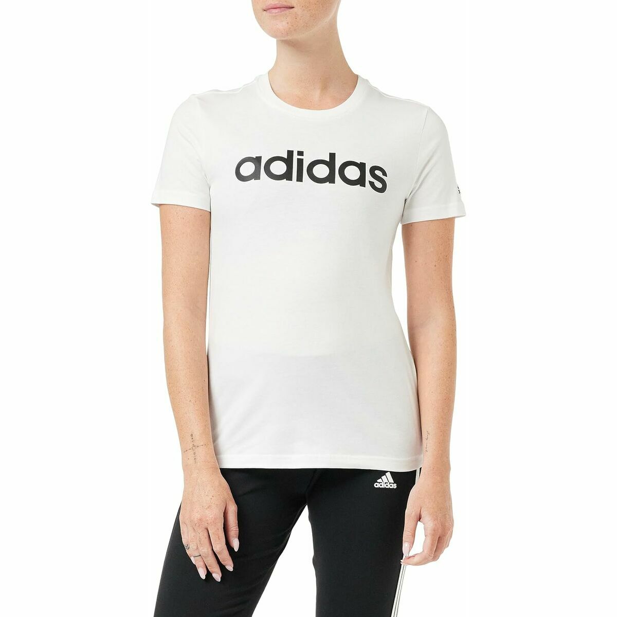 Γυναικεία Μπλούζα με Κοντό Μανίκι Adidas Λευκό