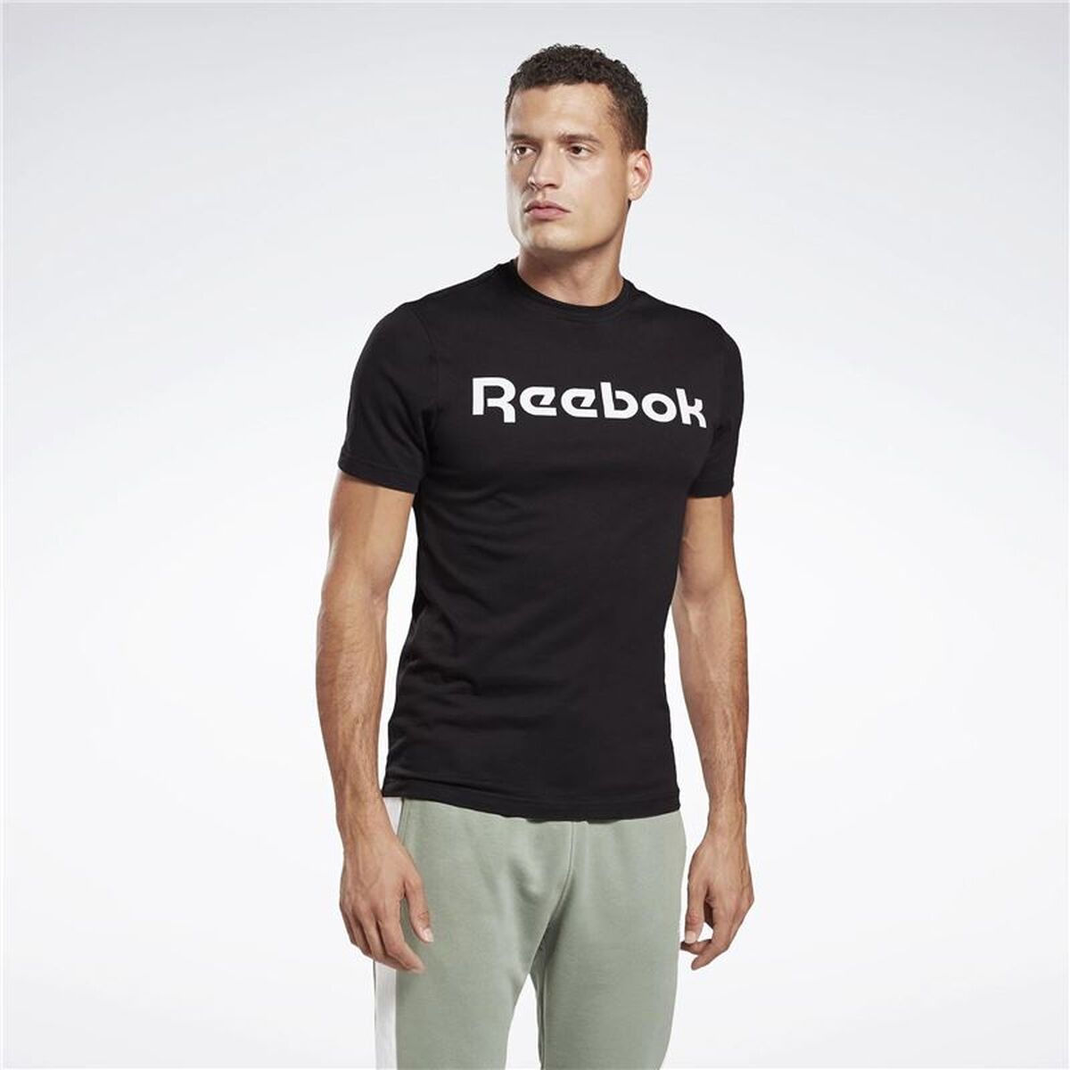 Ανδρική Μπλούζα με Κοντό Μανίκι Reebok Graphic Series Linear Logo Μαύρο