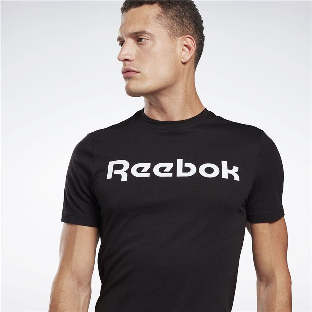 Ανδρική Μπλούζα με Κοντό Μανίκι Reebok Graphic Series Linear Logo Μαύρο