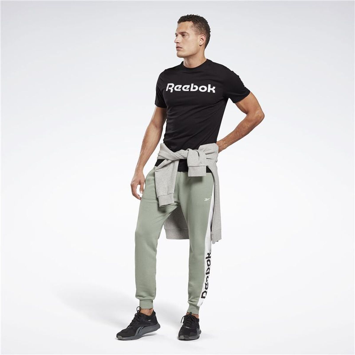 Ανδρική Μπλούζα με Κοντό Μανίκι Reebok Graphic Series Linear Logo Μαύρο