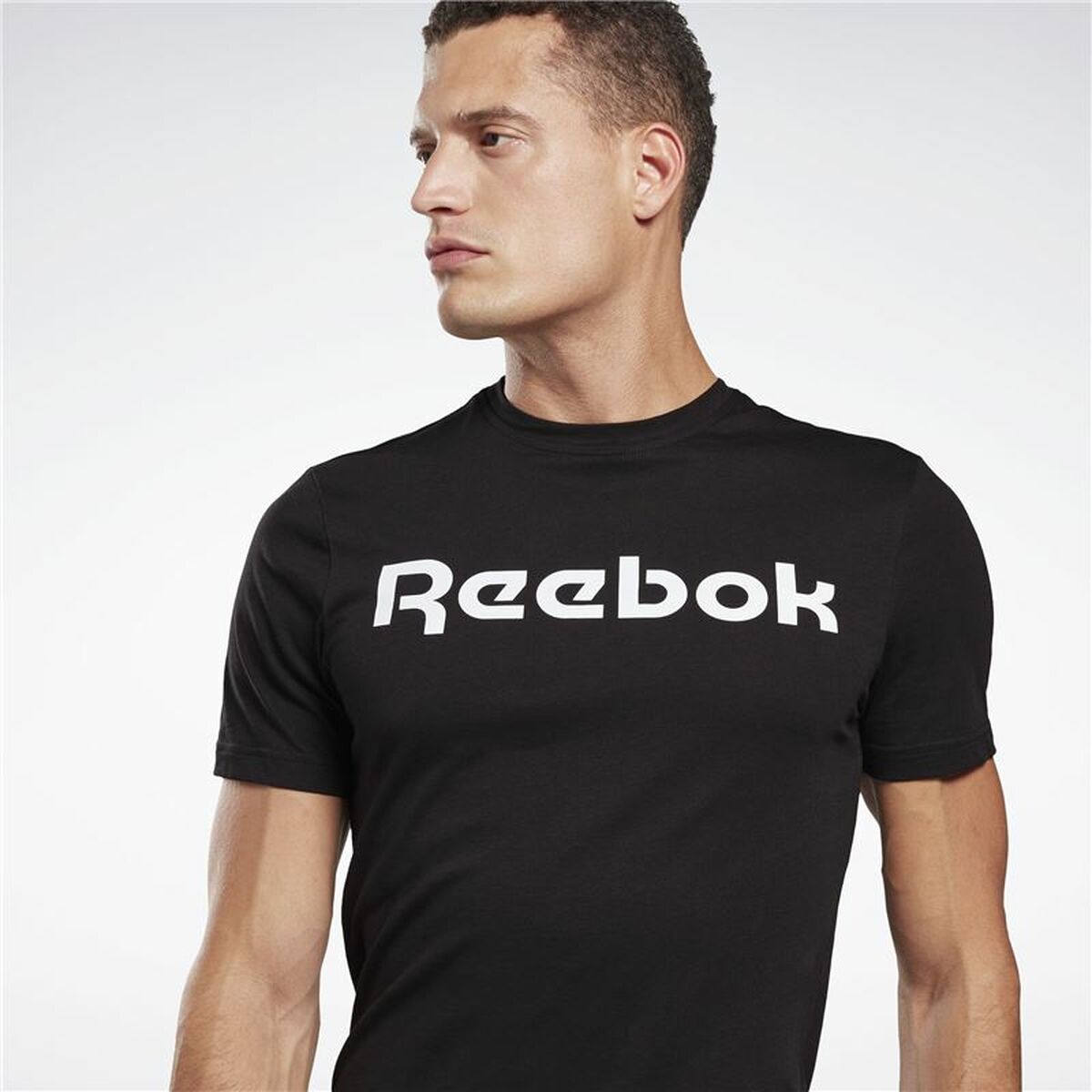 Ανδρική Μπλούζα με Κοντό Μανίκι Reebok Graphic Series Linear Logo Μαύρο