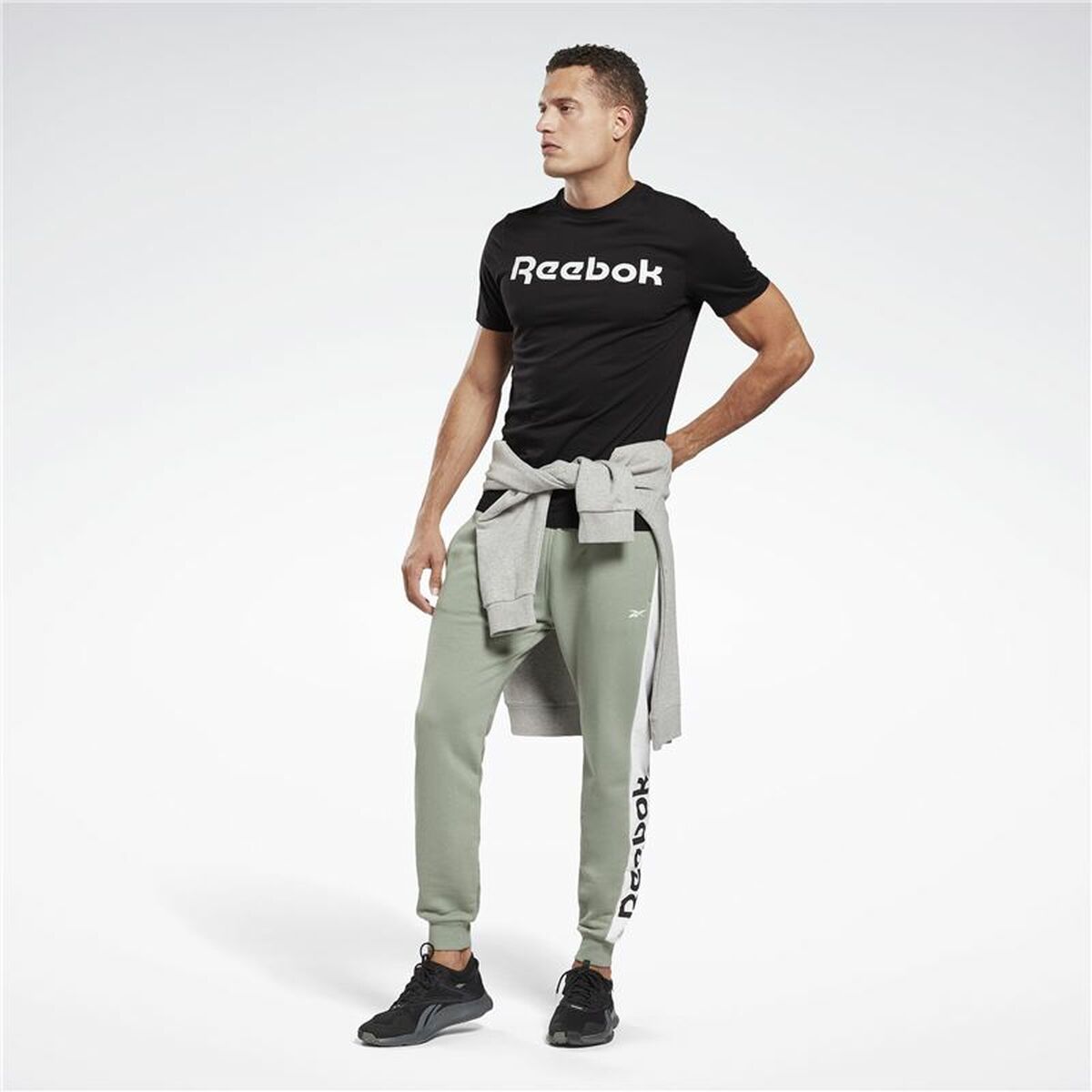 Ανδρική Μπλούζα με Κοντό Μανίκι Reebok Graphic Series Linear Logo Μαύρο