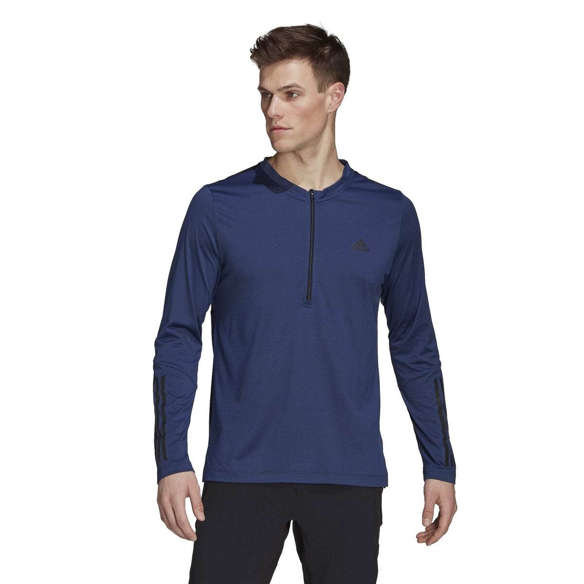 Ανδρική Μπλούζα με Κοντό Μανίκι Adidas 1/4-Zip Σκούρο μπλε