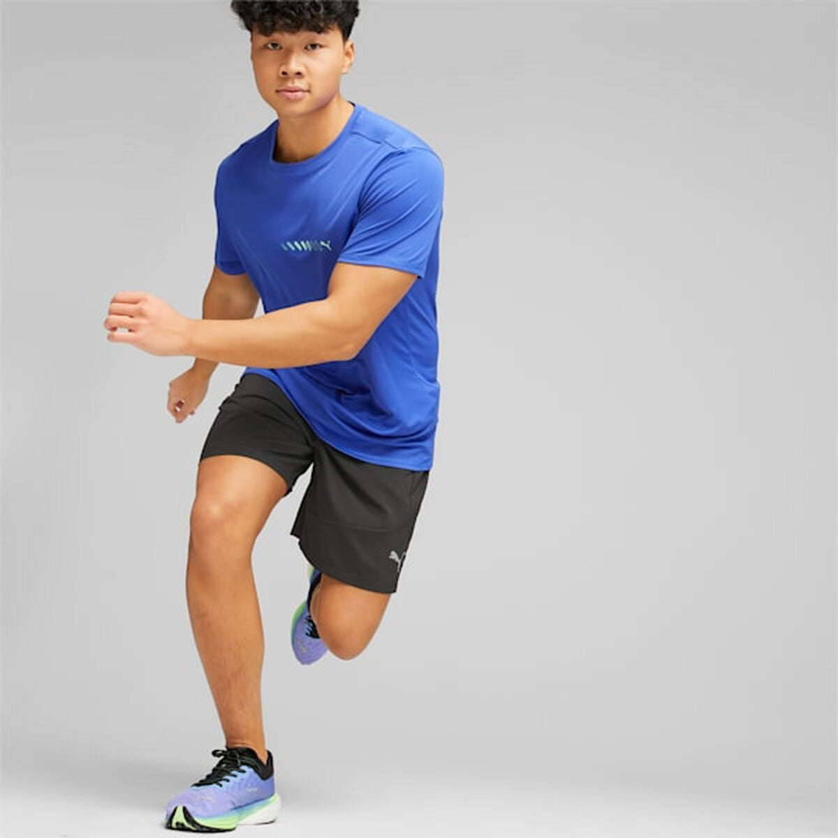 Ανδρική Μπλούζα με Κοντό Μανίκι Puma Run Favorite Logo Μπλε