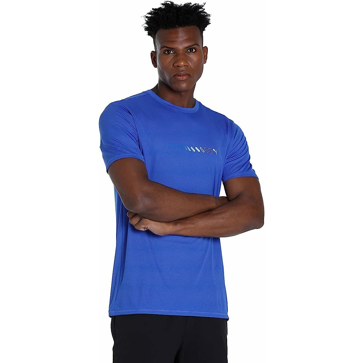 Ανδρική Μπλούζα με Κοντό Μανίκι Puma Run Favorite Logo Μπλε