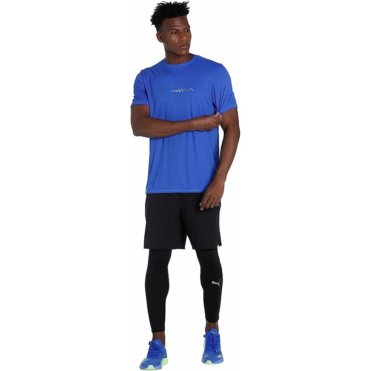 Ανδρική Μπλούζα με Κοντό Μανίκι Puma Run Favorite Logo Μπλε