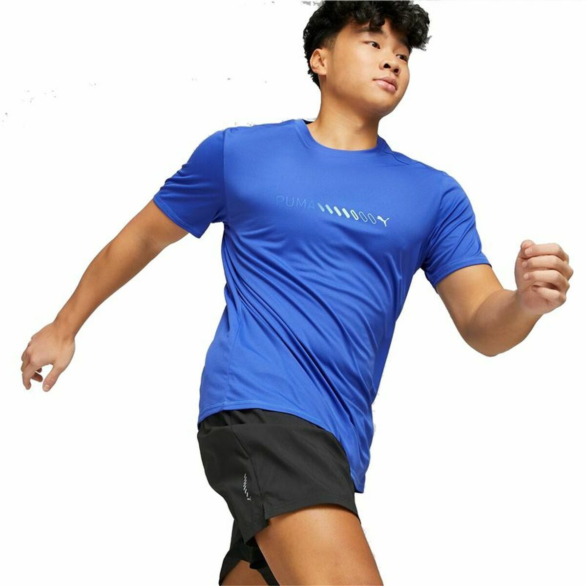 Ανδρική Μπλούζα με Κοντό Μανίκι Puma Run Favorite Logo Μπλε