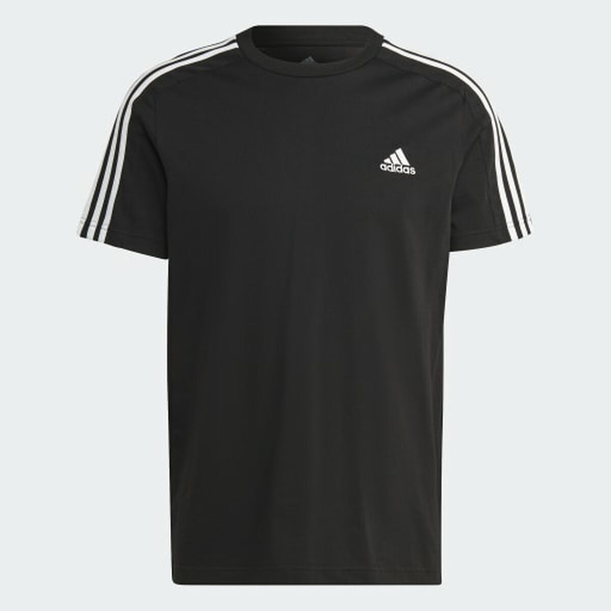 Ανδρική Μπλούζα με Κοντό Μανίκι Adidas Essentials Single 3 Bandas Μαύρο