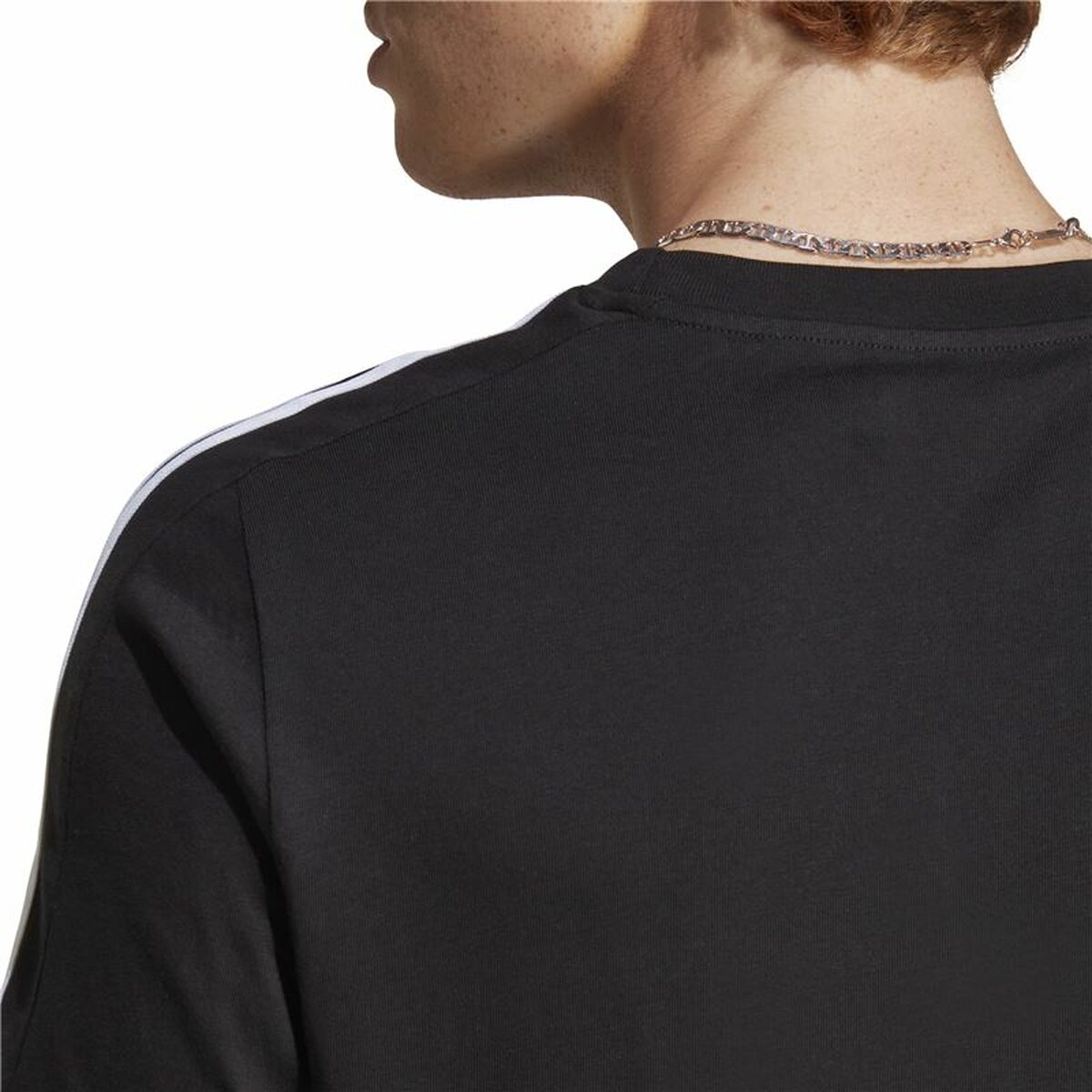 Ανδρική Μπλούζα με Κοντό Μανίκι Adidas Essentials Single 3 Bandas Μαύρο
