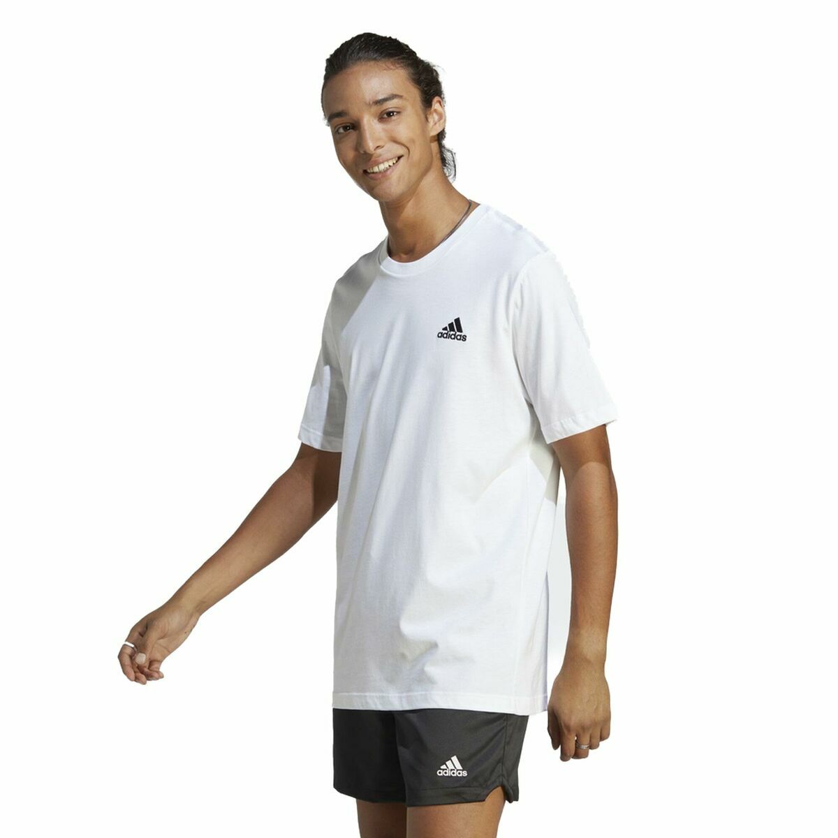 Ανδρική Μπλούζα με Κοντό Μανίκι Adidas Essentials Λευκό