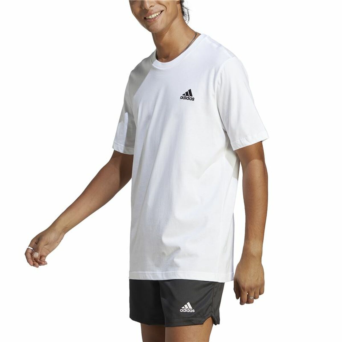 Ανδρική Μπλούζα με Κοντό Μανίκι Adidas Essentials Λευκό