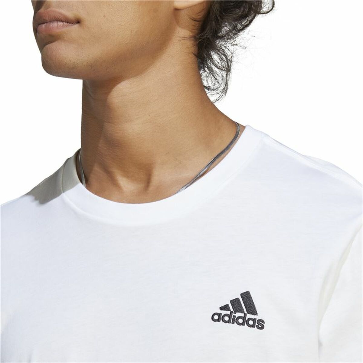 Ανδρική Μπλούζα με Κοντό Μανίκι Adidas Essentials Λευκό