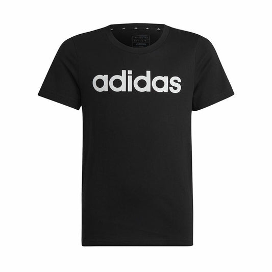Παιδικό Μπλούζα με Κοντό Μανίκι Adidas Essentils Logo Linear Μαύρο