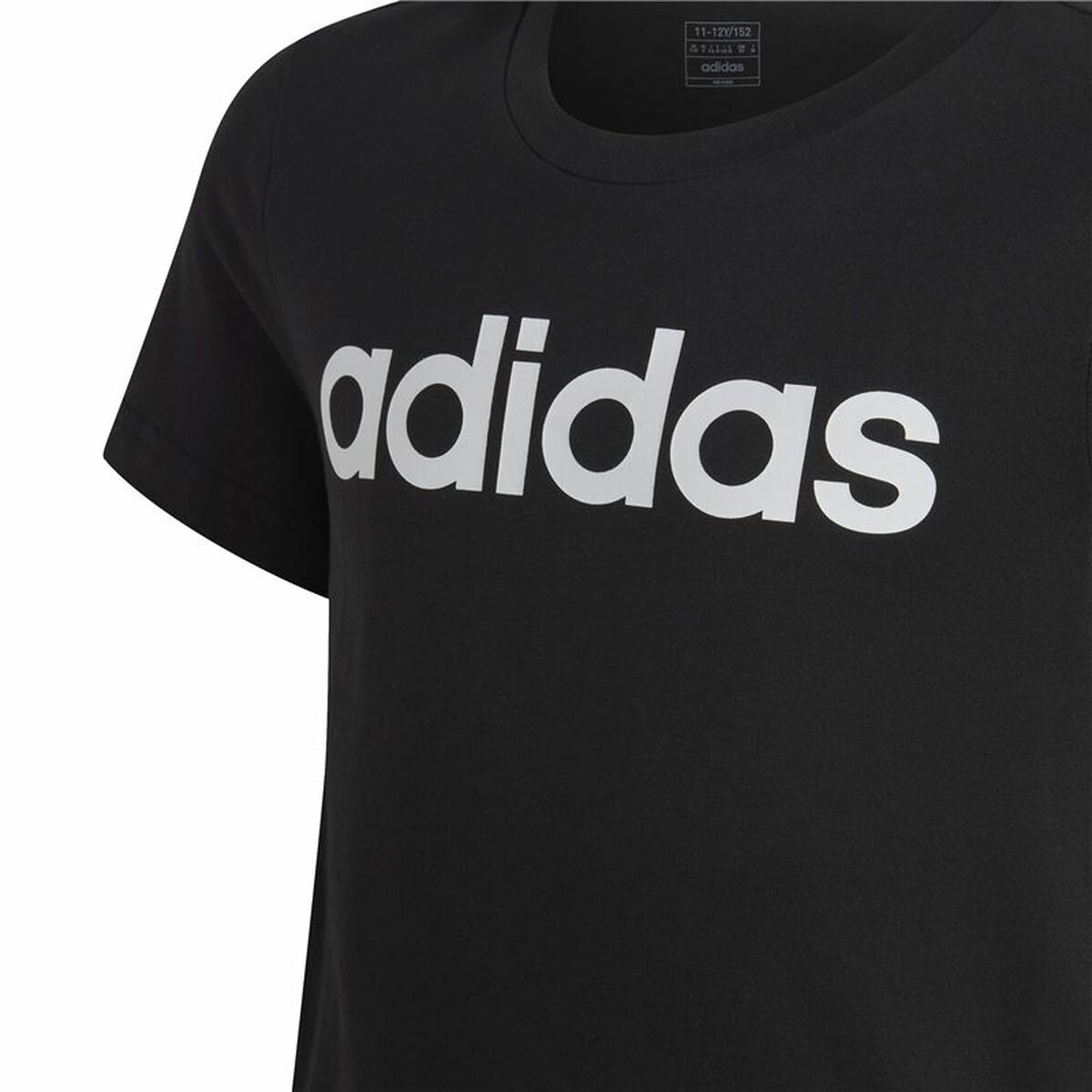 Παιδικό Μπλούζα με Κοντό Μανίκι Adidas Essentils Logo Linear Μαύρο