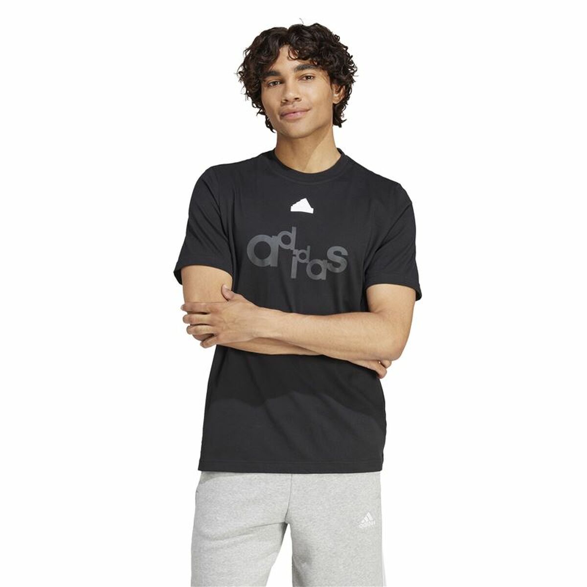 Ανδρική Μπλούζα με Κοντό Μανίκι Adidas Graphic Print Fleece Μαύρο