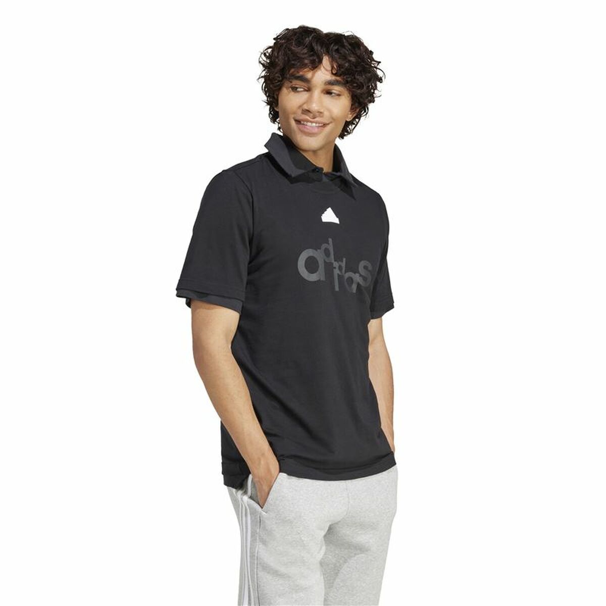 Ανδρική Μπλούζα με Κοντό Μανίκι Adidas Graphic Print Fleece Μαύρο