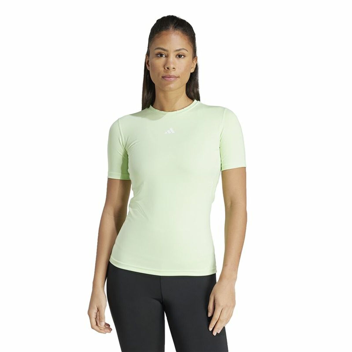 Γυναικεία Μπλούζα με Κοντό Μανίκι Adidas Essentials Techfit Train Πράσινο λιμόνι Ανοιχτό Πράσινο