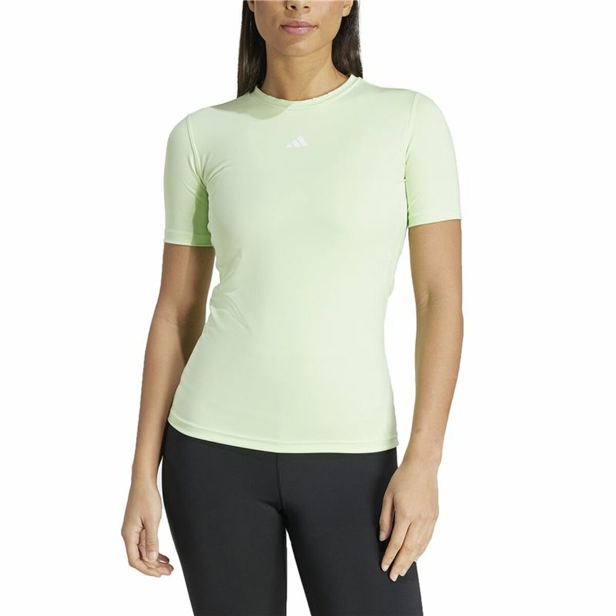 Γυναικεία Μπλούζα με Κοντό Μανίκι Adidas Essentials Techfit Train Πράσινο λιμόνι Ανοιχτό Πράσινο