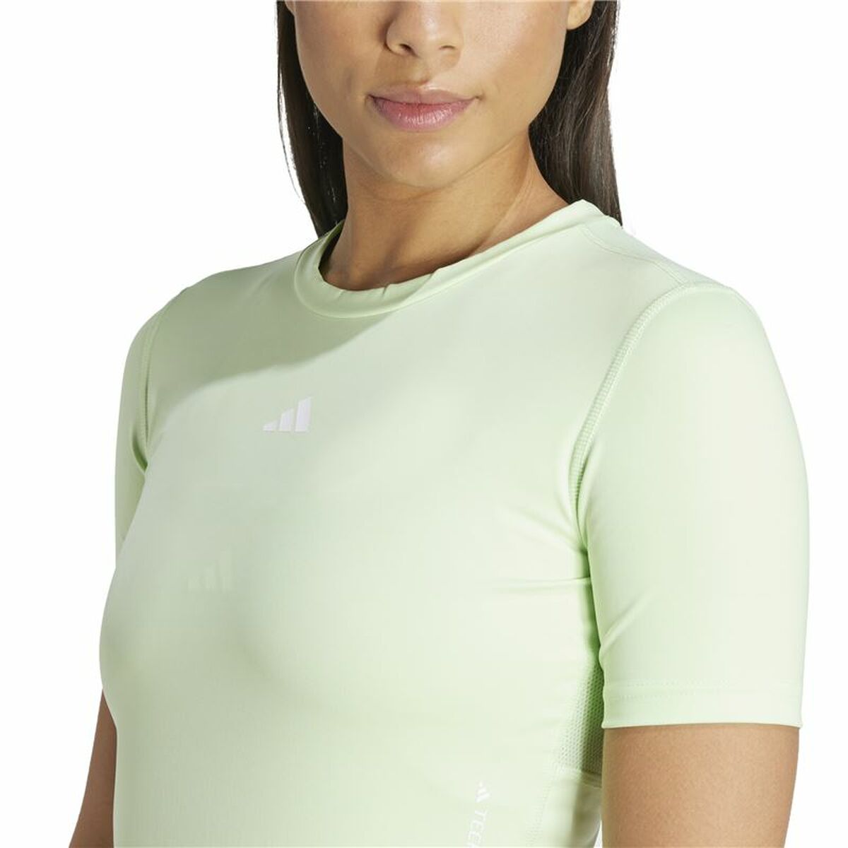 Γυναικεία Μπλούζα με Κοντό Μανίκι Adidas Essentials Techfit Train Πράσινο λιμόνι Ανοιχτό Πράσινο