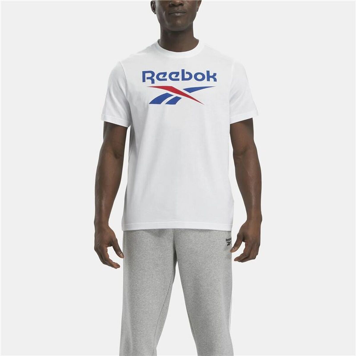 Ανδρική Μπλούζα με Κοντό Μανίκι Reebok Identity Big Stacked Logo Λευκό
