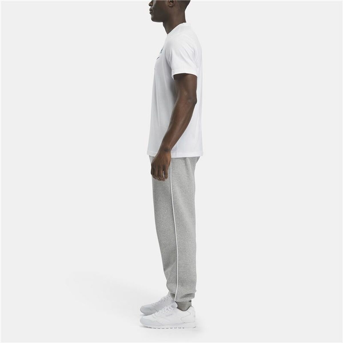 Ανδρική Μπλούζα με Κοντό Μανίκι Reebok Identity Big Stacked Logo Λευκό
