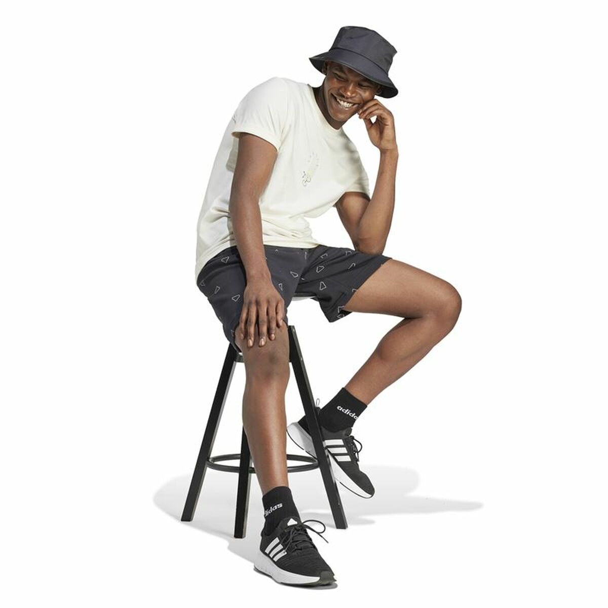 Ανδρική Μπλούζα με Κοντό Μανίκι Adidas Molded Linear Λευκό Φυσικό