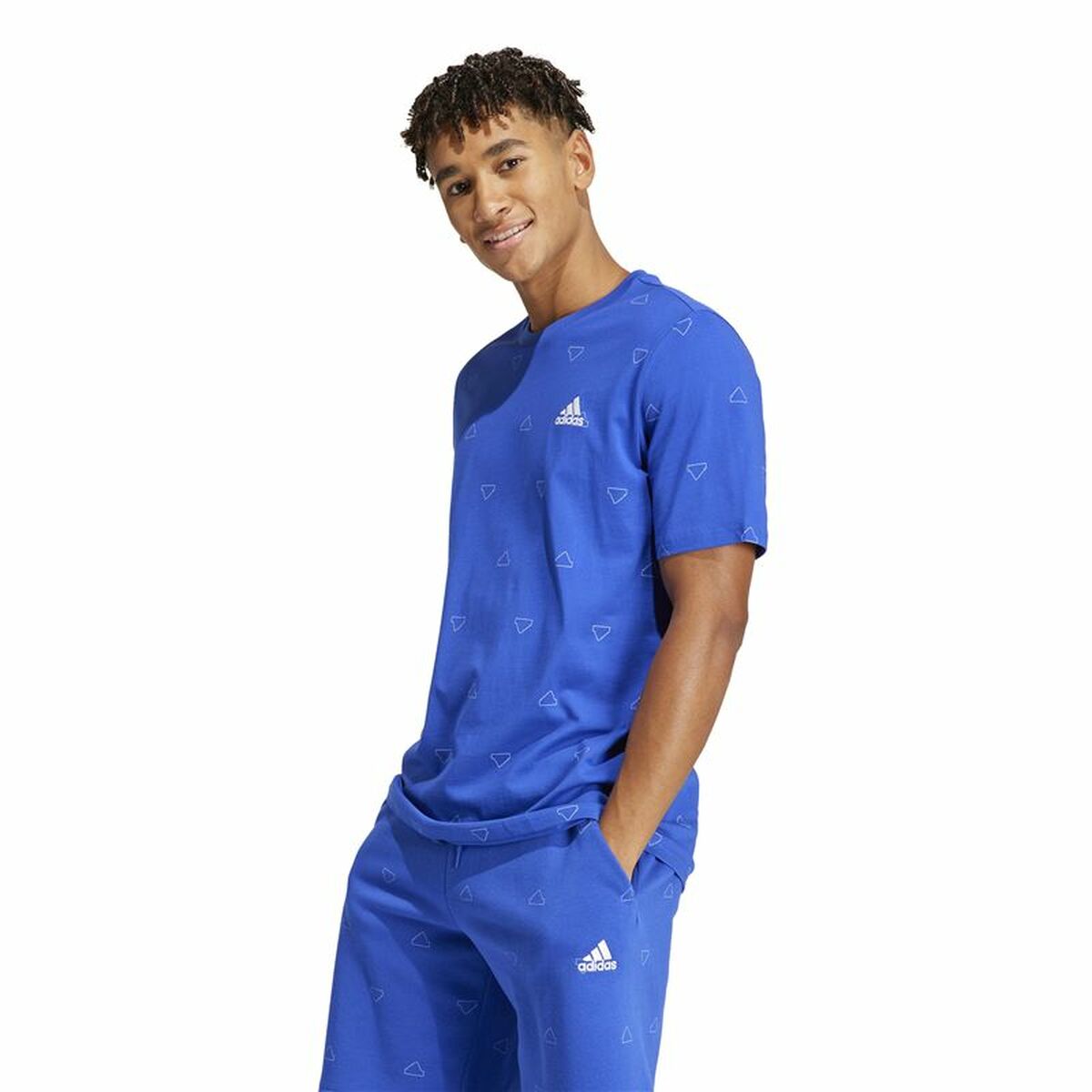 Ανδρική Μπλούζα με Κοντό Μανίκι Adidas Essentials Monogram Μπλε
