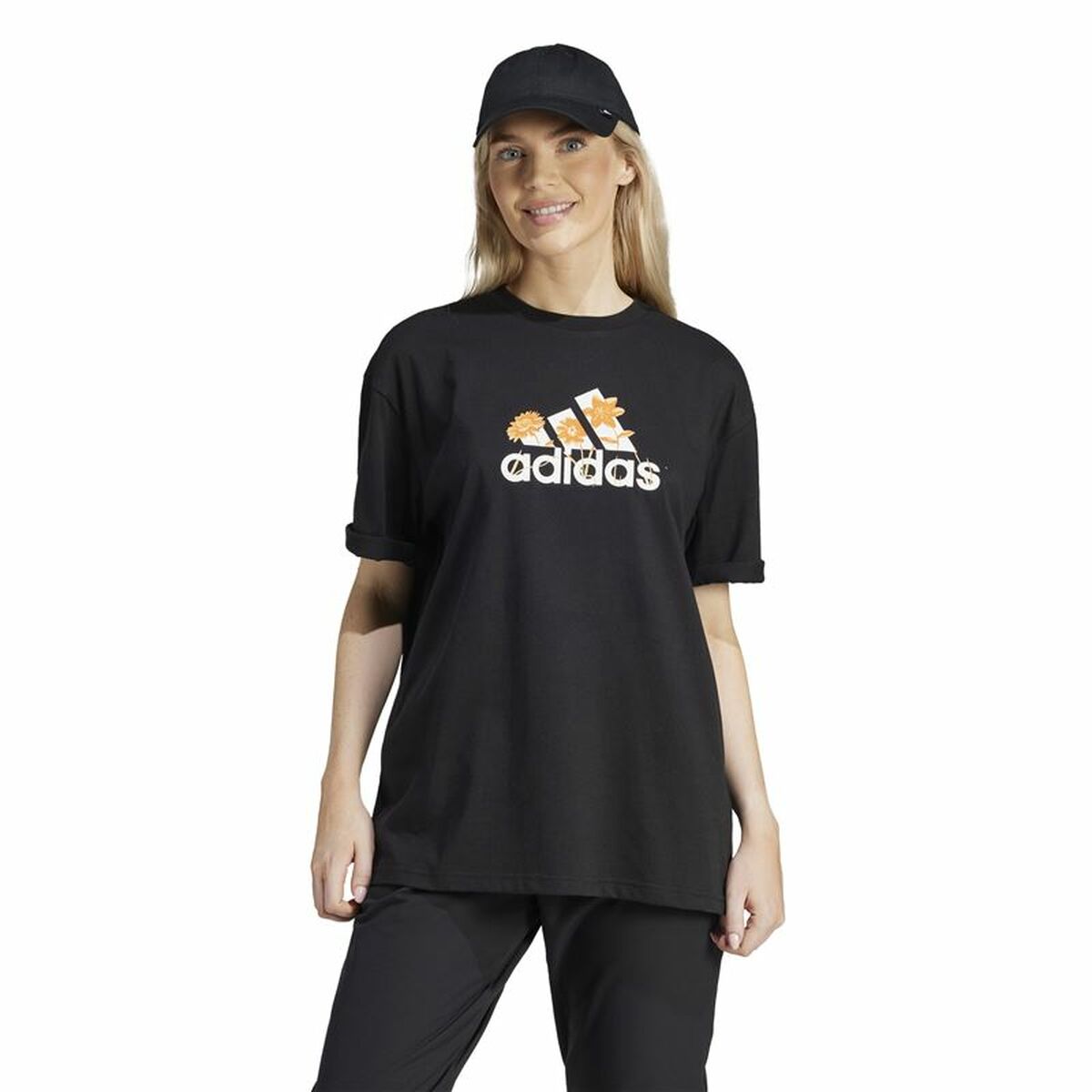 Γυναικεία Μπλούζα με Κοντό Μανίκι Adidas Flower Pack Bos Μαύρο