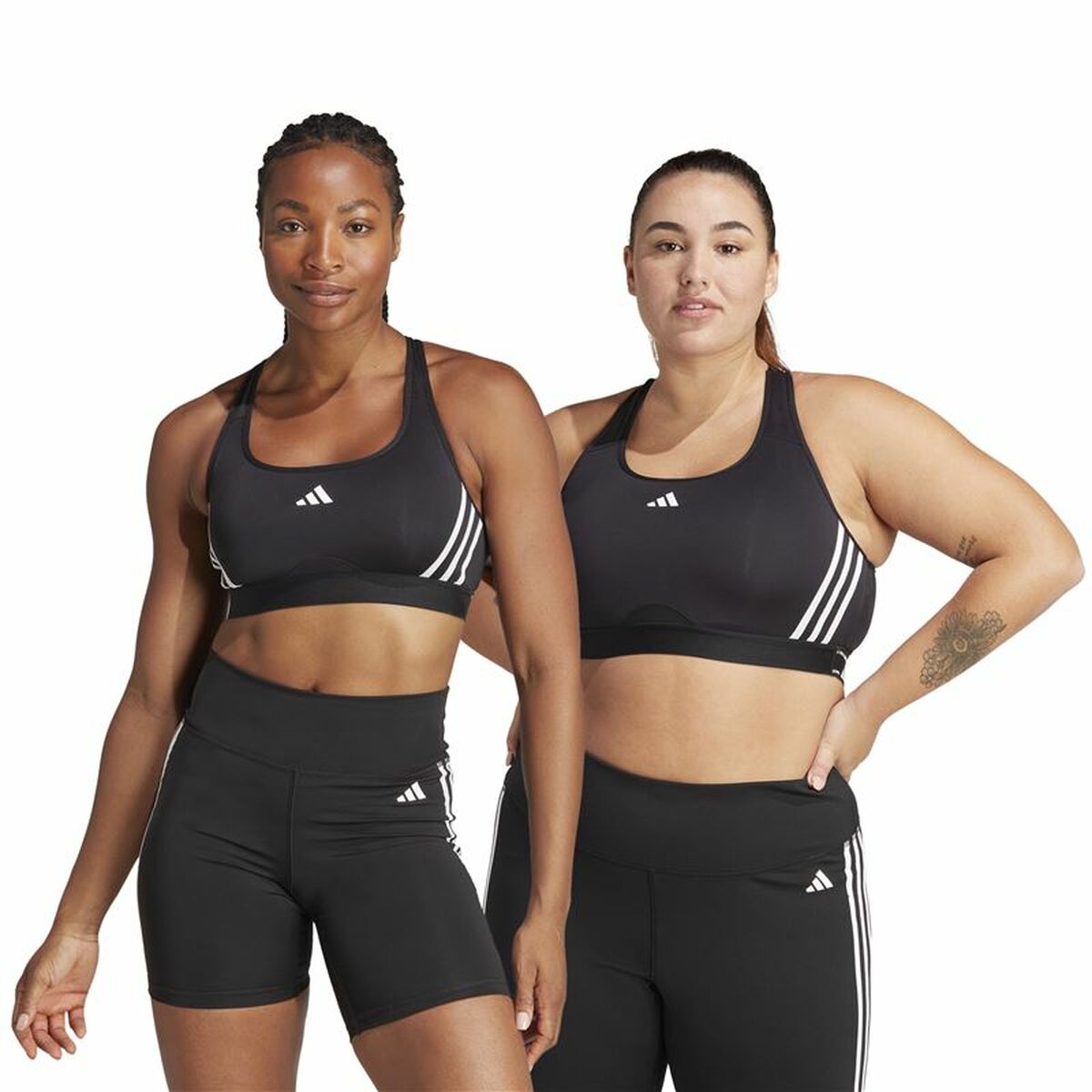 Αθλητικό σουτιέν Adidas Essentials Powereact Mid Μαύρο