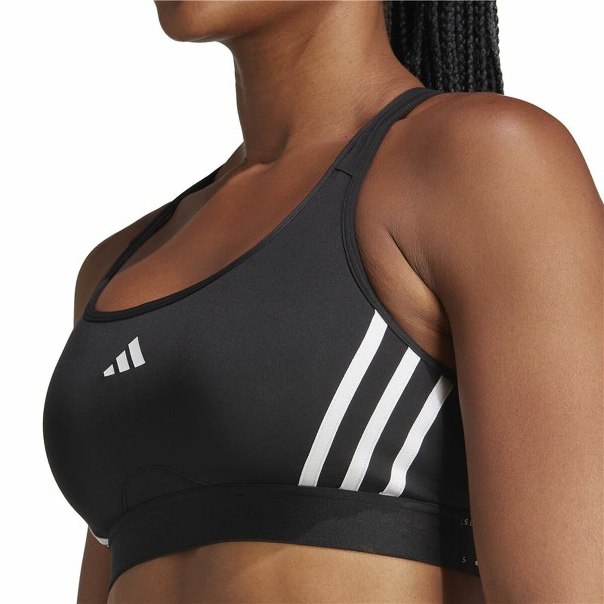 Αθλητικό σουτιέν Adidas Essentials Powereact Mid Μαύρο