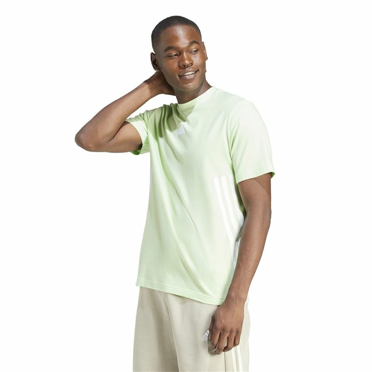 Ανδρική Μπλούζα με Κοντό Μανίκι Adidas Fi 3Bandas Regular Ανοιχτό Πράσινο