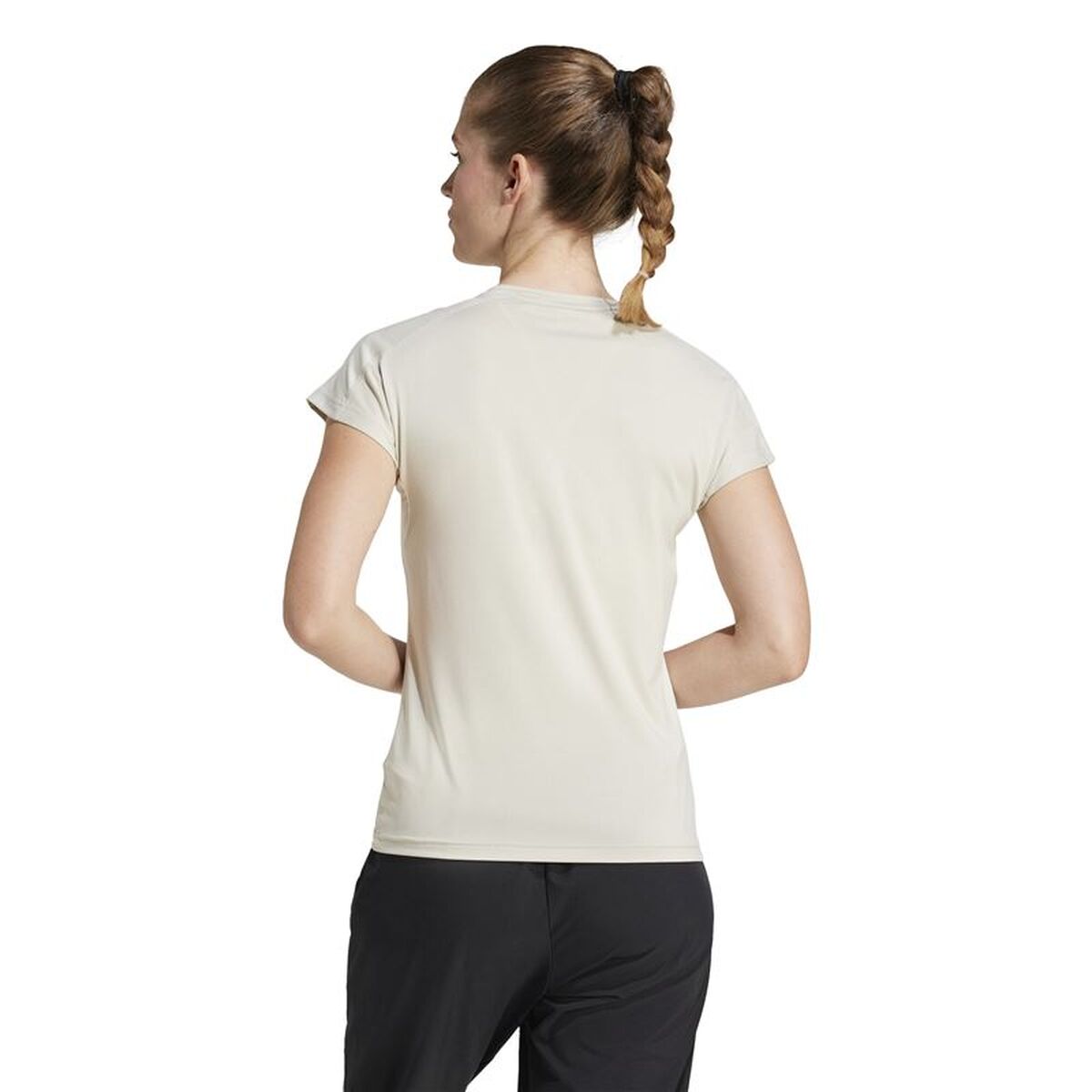 Γυναικεία Μπλούζα με Κοντό Μανίκι Adidas Aeroready Minimal Μπεζ Fitness