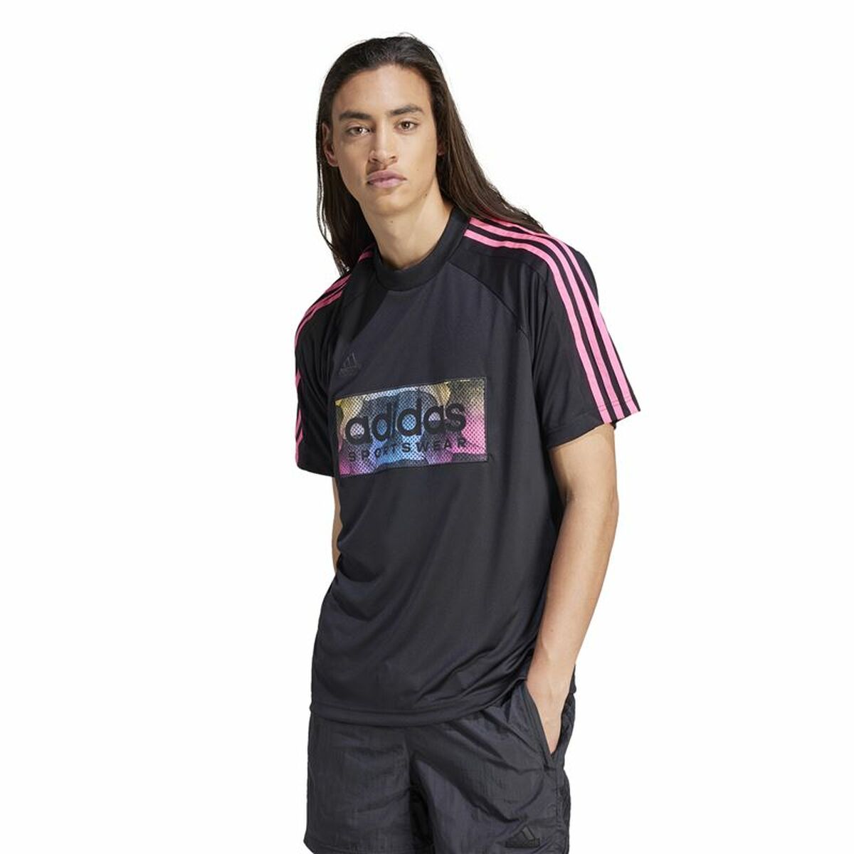 Ανδρική Μπλούζα με Κοντό Μανίκι Adidas Tiro Aop Μαύρο