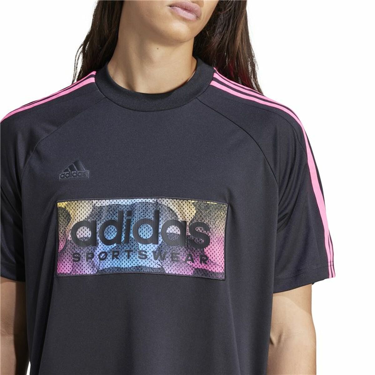 Ανδρική Μπλούζα με Κοντό Μανίκι Adidas Tiro Aop Μαύρο