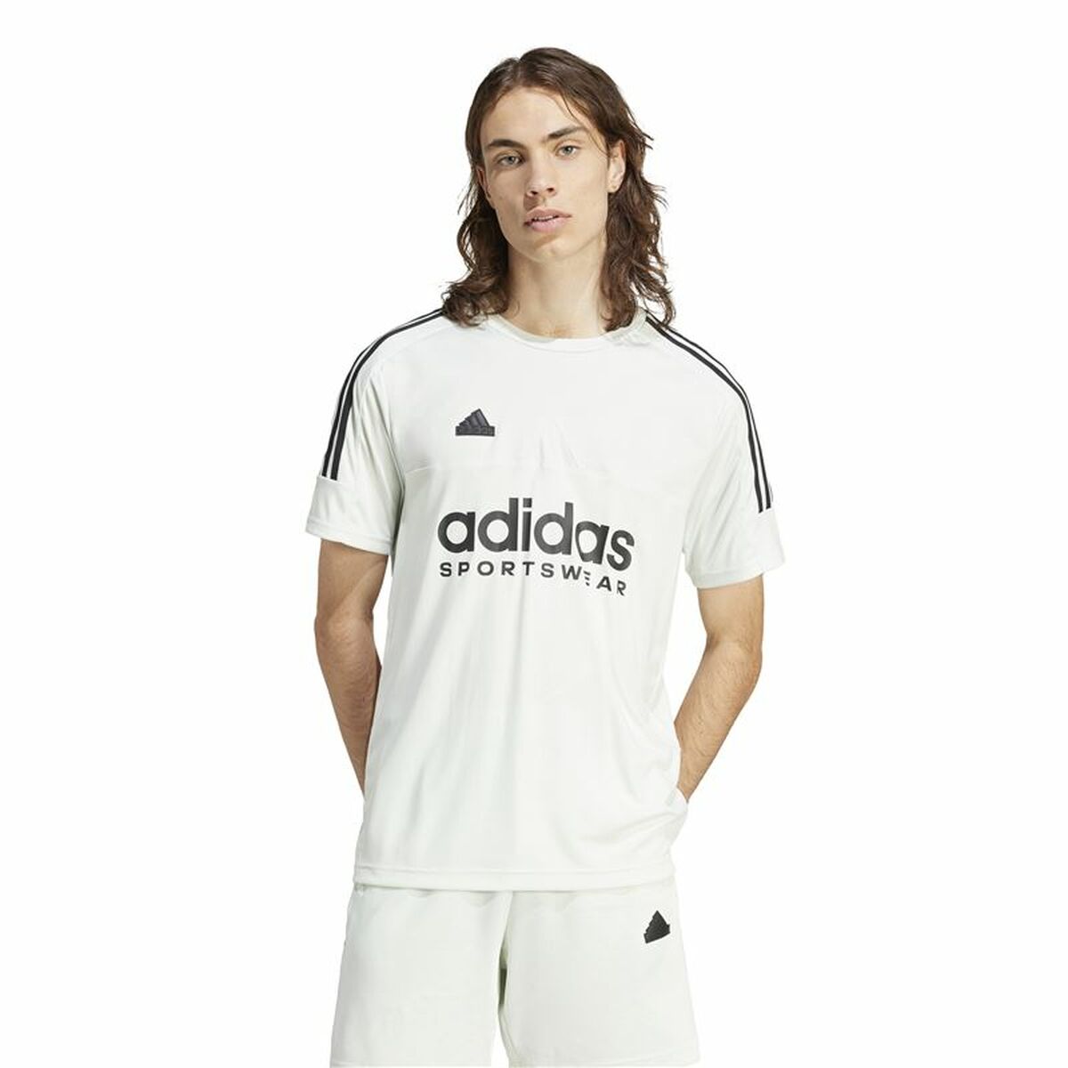 Ανδρική Μπλούζα με Κοντό Μανίκι Adidas Tiro Q1 Λευκό