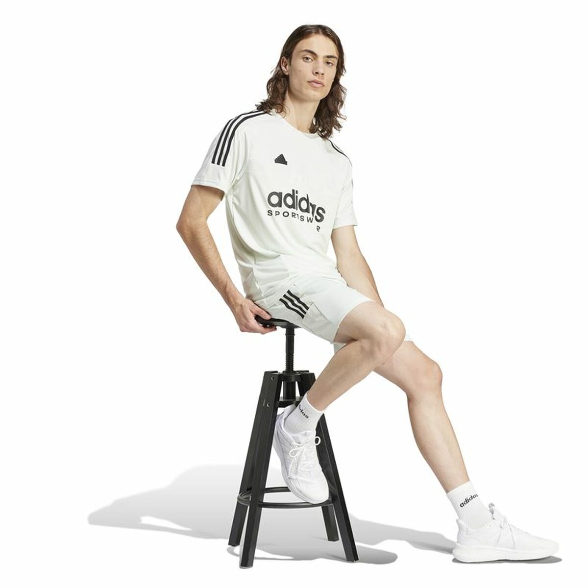 Ανδρική Μπλούζα με Κοντό Μανίκι Adidas Tiro Q1 Λευκό