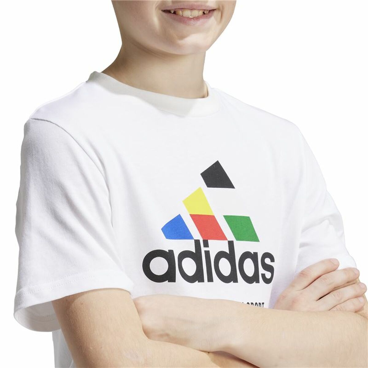 Παιδικό Μπλούζα με Κοντό Μανίκι Adidas Nations Λευκό