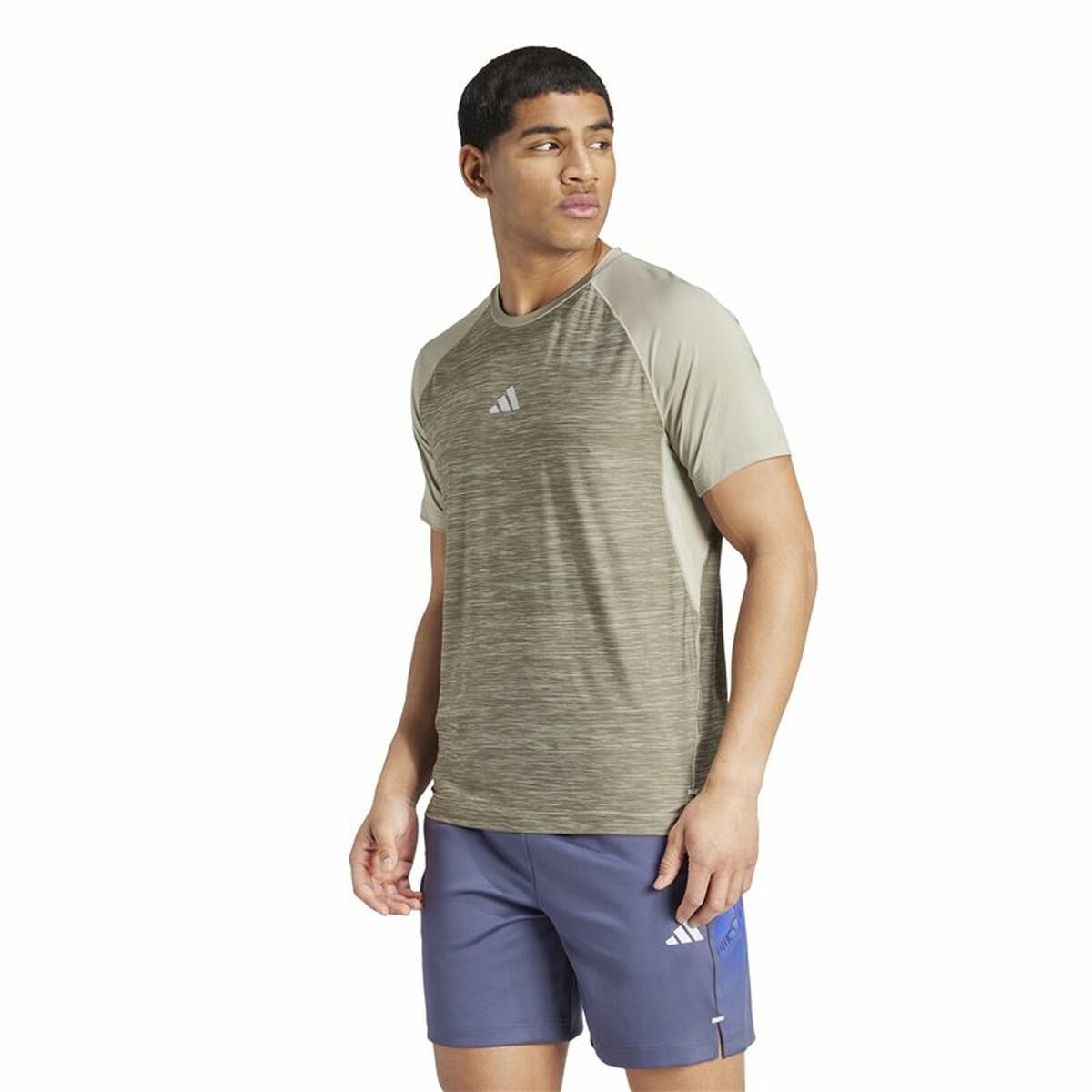Ανδρική Μπλούζα με Κοντό Μανίκι Adidas Gym+ 3 Bandas Καφέ