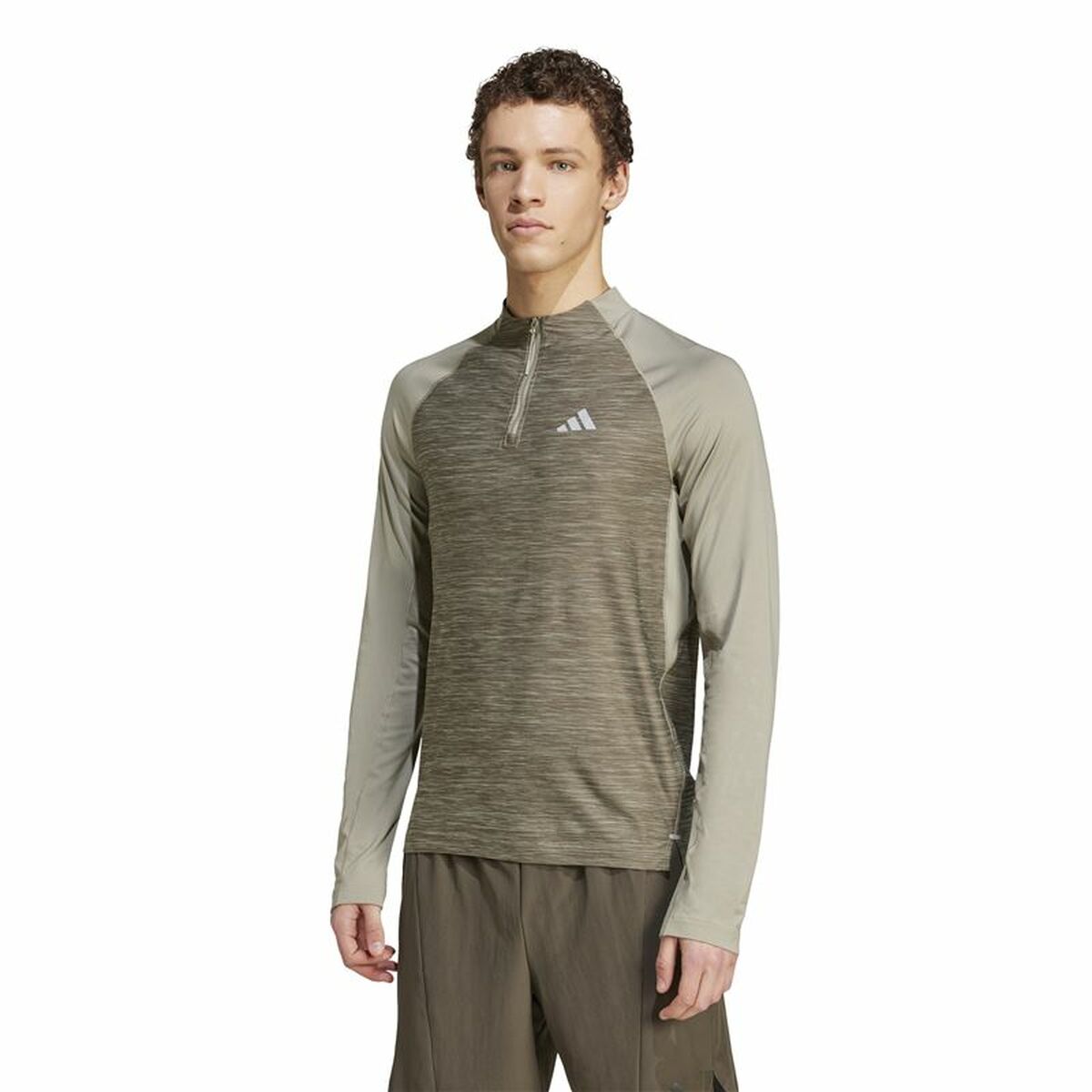 Ανδρική Μπλούζα με Μακρύ Μανίκι Adidas Gym+ 3 Bandas 1/4Zip Καφέ