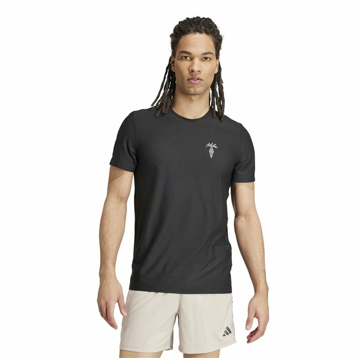 Ανδρική Μπλούζα με Κοντό Μανίκι Adidas Running Ice Cream Graphic Μαύρο