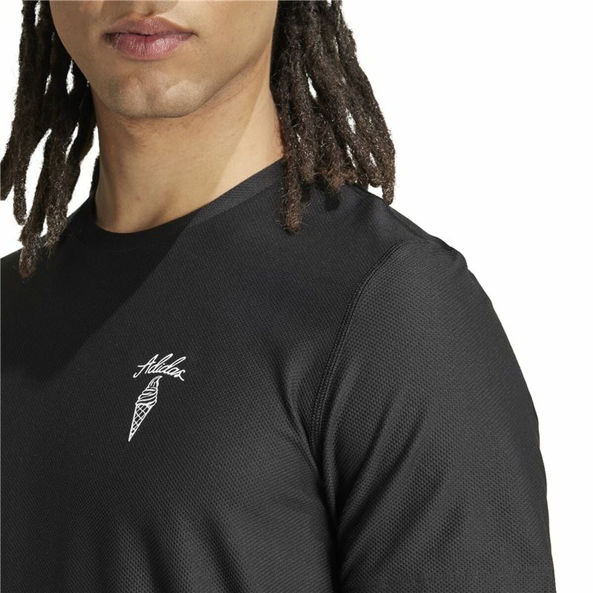 Ανδρική Μπλούζα με Κοντό Μανίκι Adidas Running Ice Cream Graphic Μαύρο
