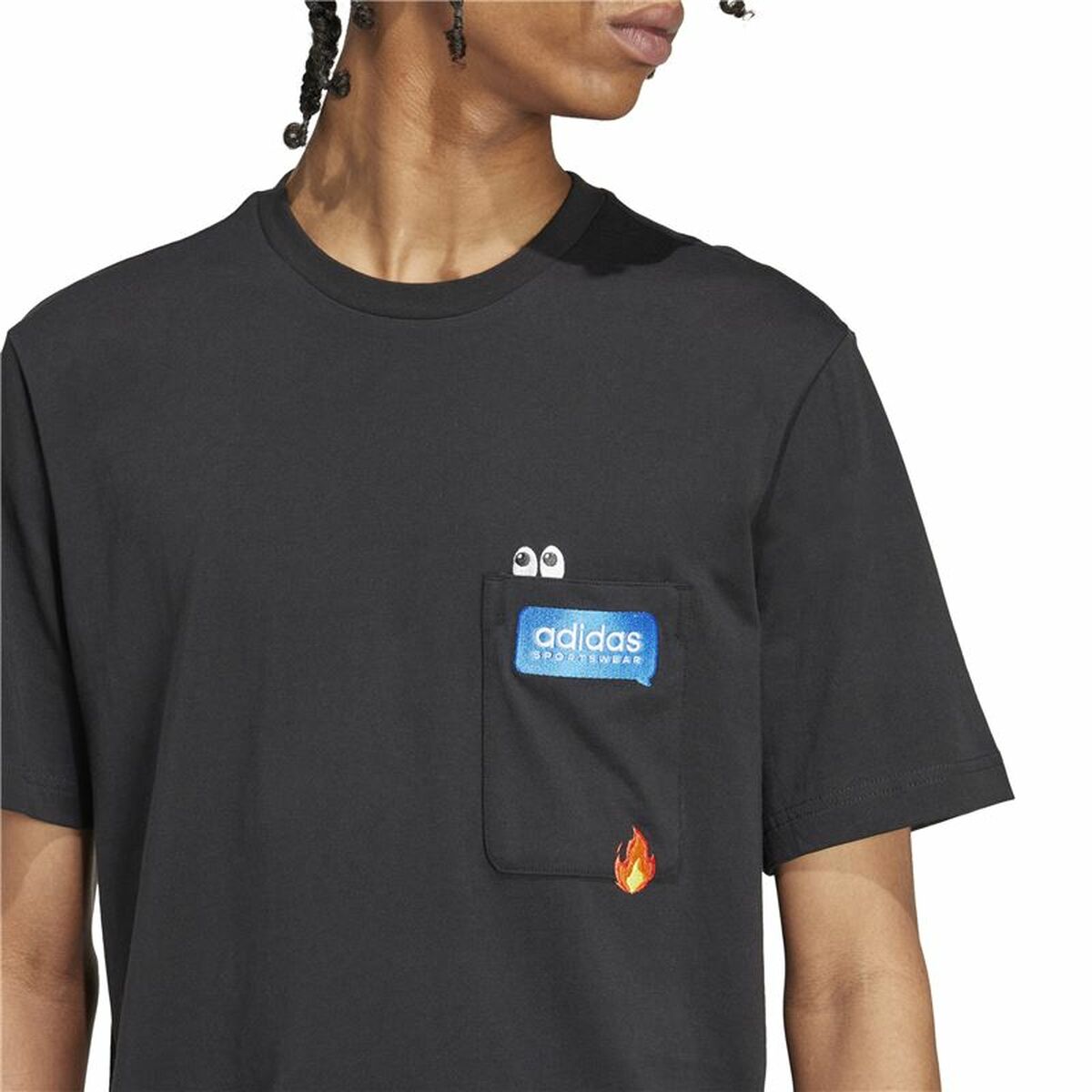 Ανδρική Μπλούζα με Κοντό Μανίκι Adidas Remoji Pocket Graphic Μαύρο
